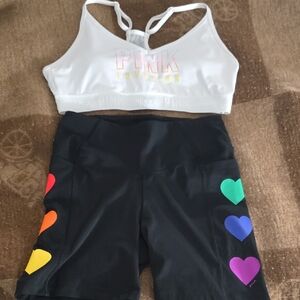 PINK Victoria's Secret Womens Black Shorts And Bra Set